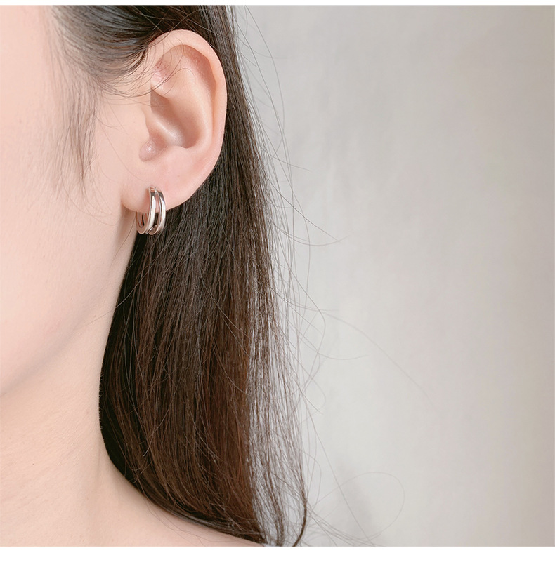 1 Paar Dame Einfacher Stil Geometrisch Überzug Sterling Silber Ohrringe display picture 1