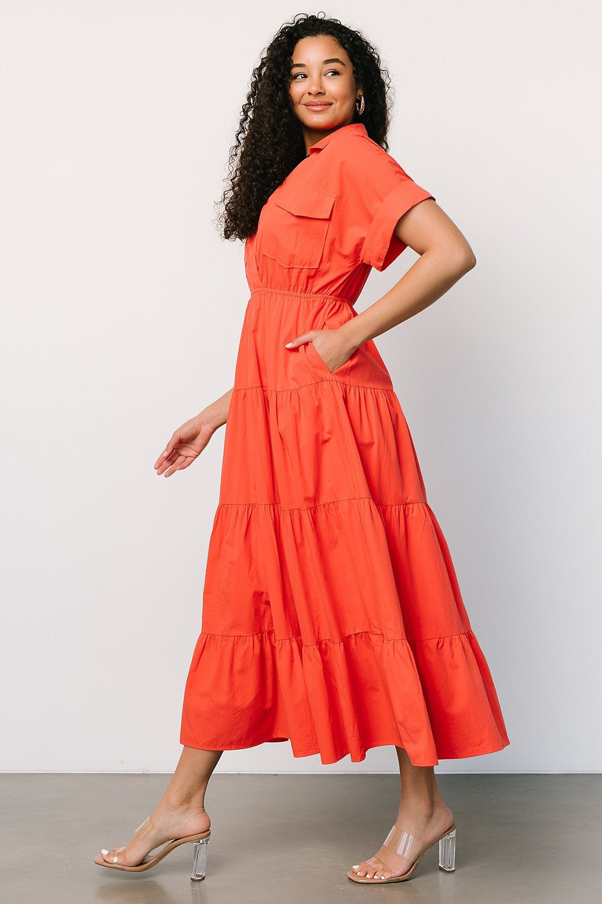 Women's Princess Dress Streetwear V Neck Ruffles Short Sleeve Solid Color Maxi Long Dress Daily display picture 3