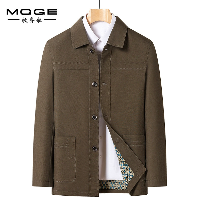 2024 весна и осень новые мужские куртки среднего и пожилого возраста лацканы папа одет бизнес-повседневная тонкая куртка мужское пальто