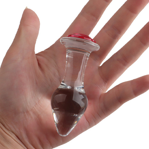 Female masturbation crystal diamond massage stick glass penis backcourt anal plug alternative toy fun