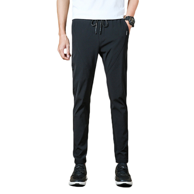 Pantalones casuales de moda para hombres, pantalones deportivos de secado rápido, pies pequeños, pantalones delgados de hielo transpirables, moda para hombres.