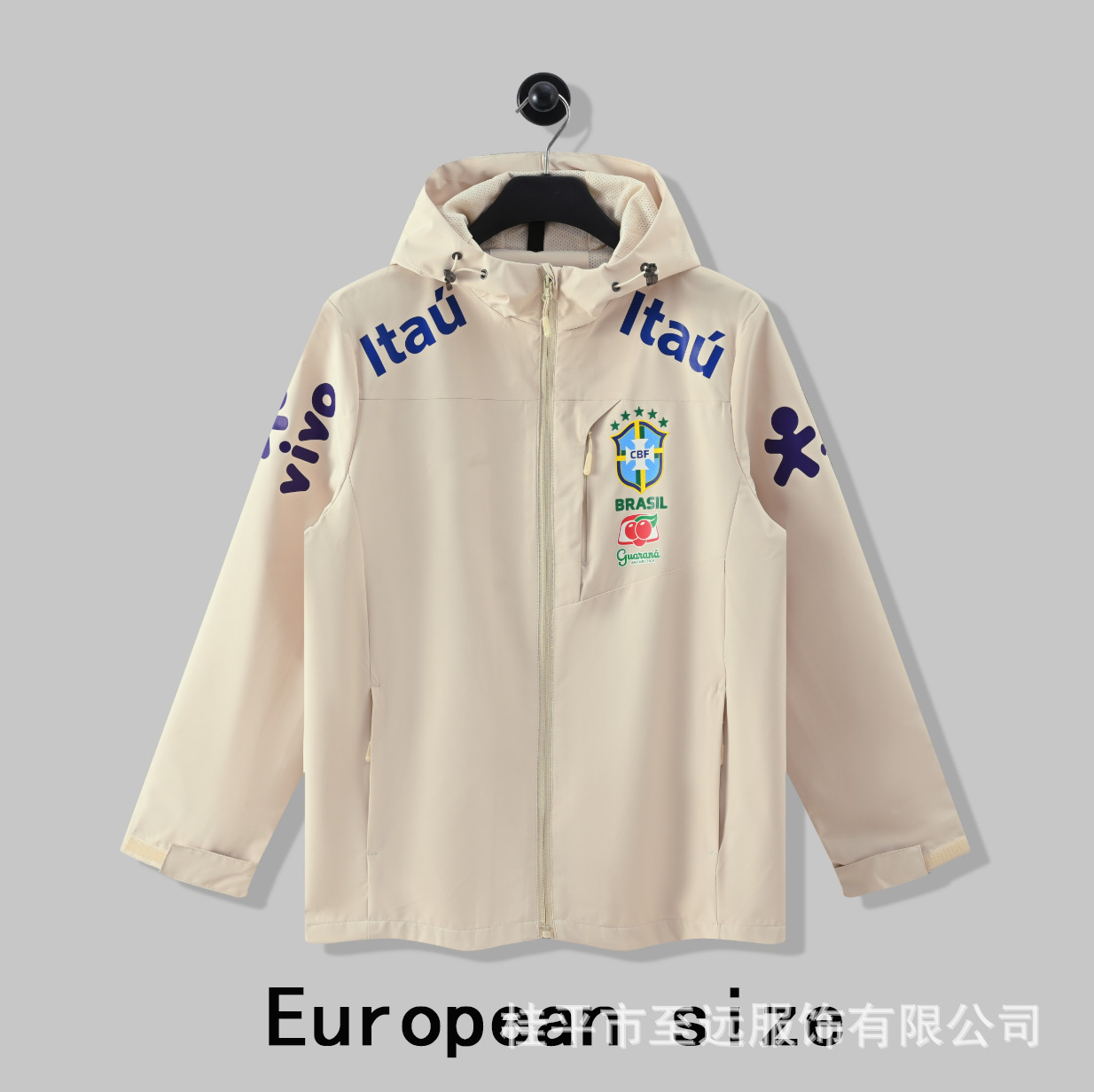 Brasileño chaqueta de asalto con capuchón, abrigo a prueba de viento, abrigo a prueba de agua, fábrica de fuentes deportivas, ropa de entrenamiento de fútbol al por mayor image 5