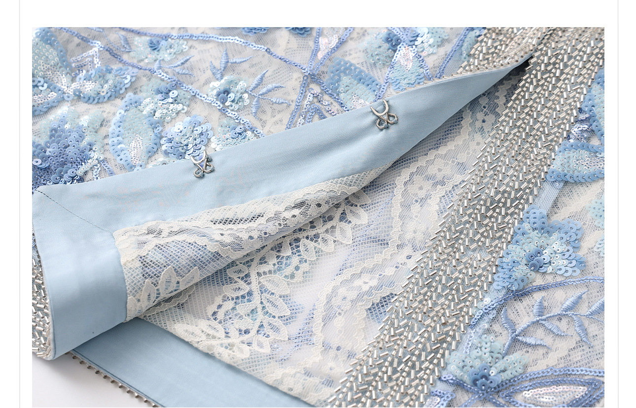 Áo vest gile nữ không tay thêu đính cườm phong cách Trung Quốc mới — màu xanh chi tiết 18