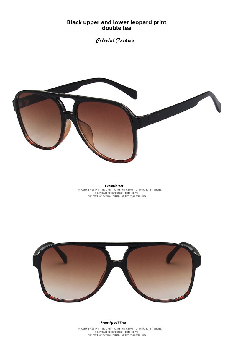 Retro Double Beam Sunglasses For Men Large Frame Trendy Design_voghion.com