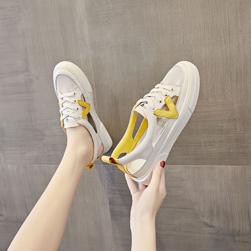 真皮小白鞋凉鞋女