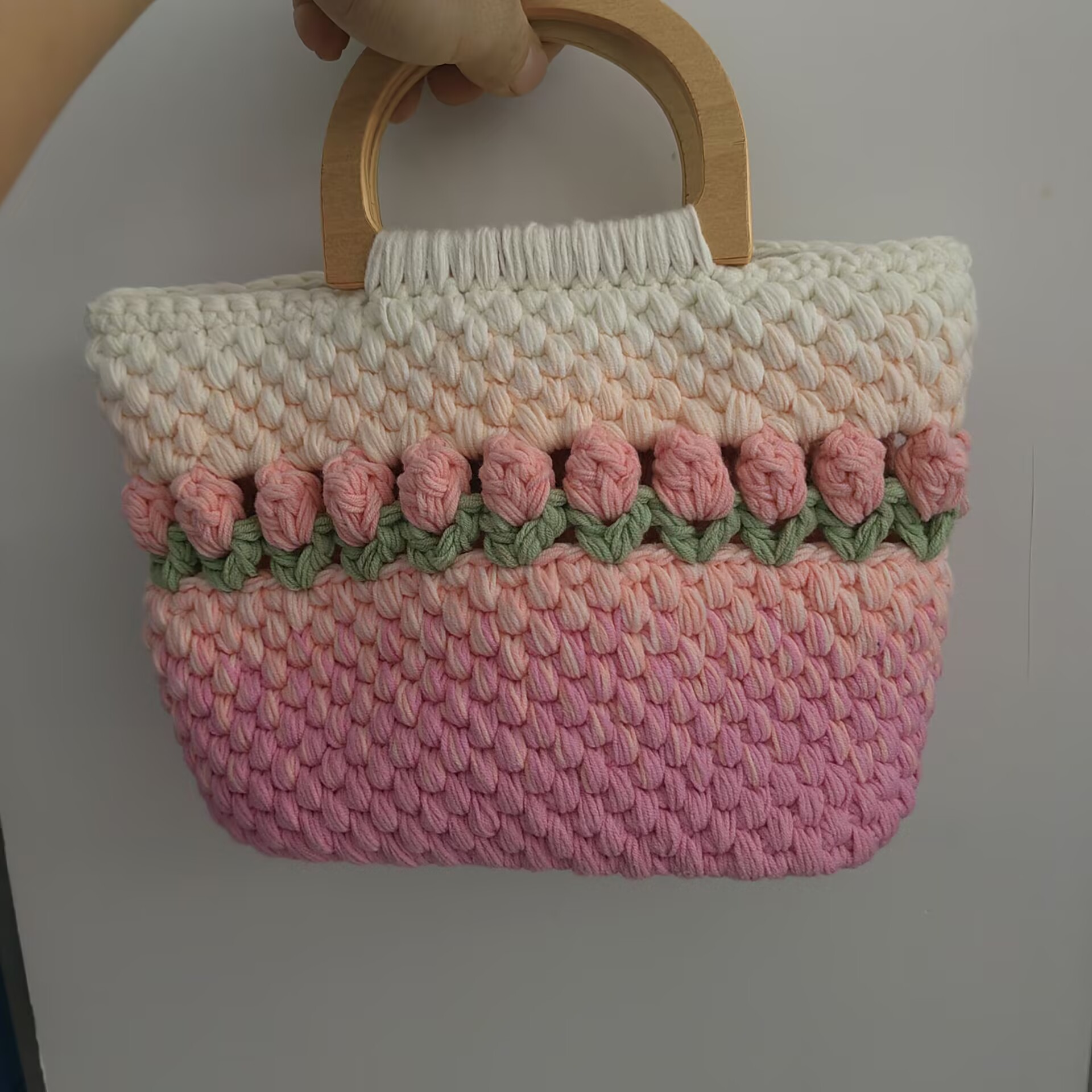Estilo elegante Sheffield línea gancho tejido gran bolso de fresa bolso de teléfono móvil regalo de vacaciones de la familia hecha a mano