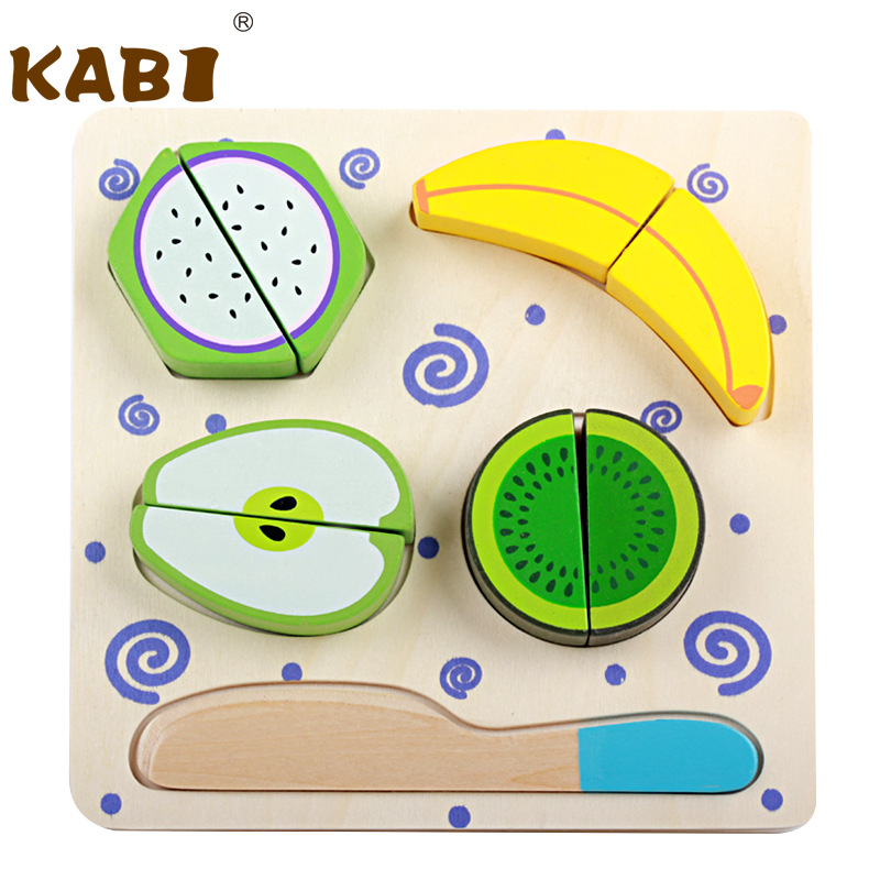 Nuevos productos de madera plana verduras, frutas y verduras cortadas Le Velcro simulación de cocina familiar juguetes para niños, niñas y niños