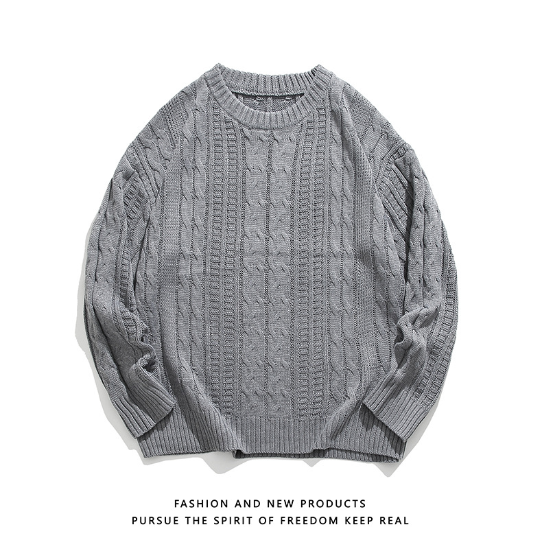 Trendy Men's Knitted Sweater Versatile Solid Colour Winter Style_voghion.com