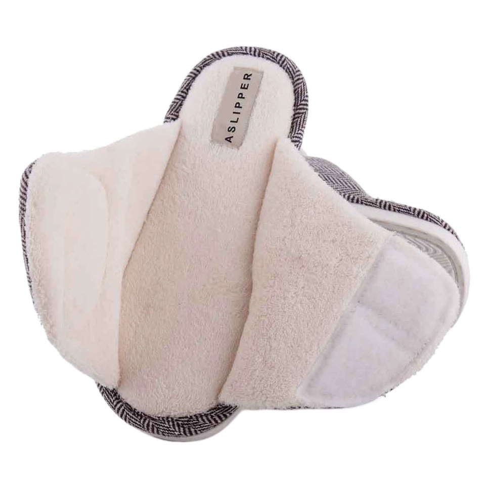 Мужские и женские тапочки на липучке с регулируемым открыванием, опухшие ноги, Нескользящие с открытым носком, легко чистящиеся домашние Шерстяные Тапочки