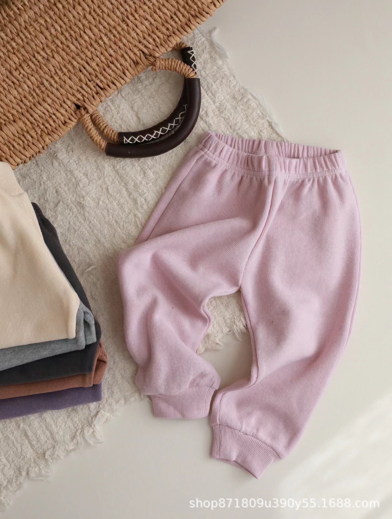 핑크 플리스 소프트 팬츠