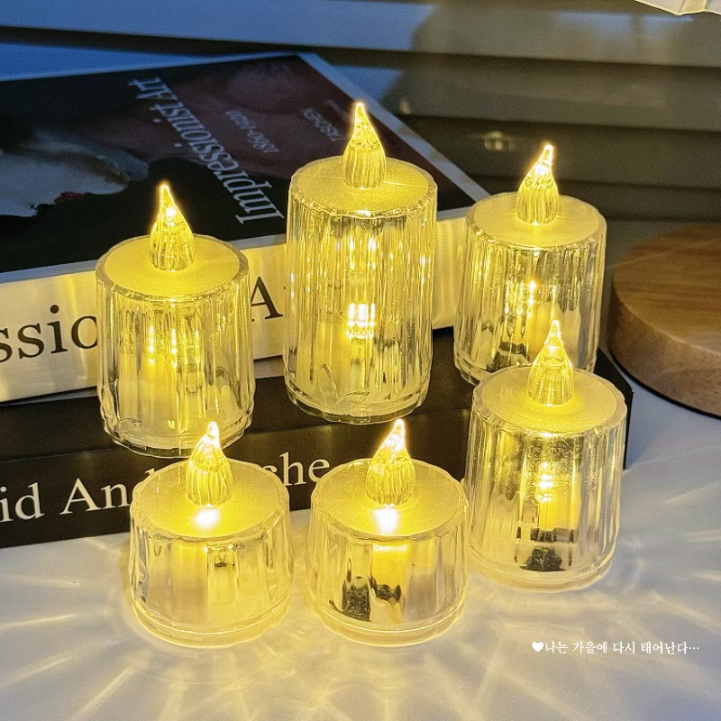 Cristal simulado lámpara de vela LED pequeña lámpara de té cera noche pareja confesión propuesta de matrimonio decoración atmósfera lámpara regalo de cumpleaños