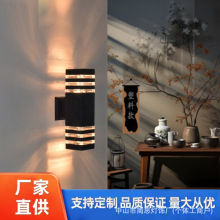 上下照LED防水户外壁灯双头圆形方形外墙射灯庭院室外柱子围墙灯