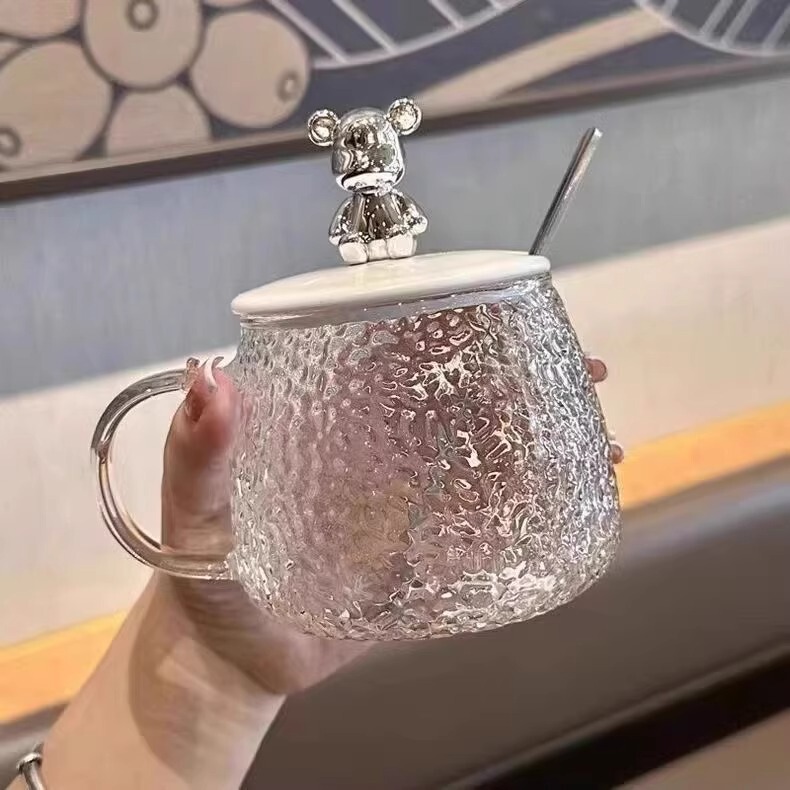 【Internet Celebrity Style】Japanese Cartoon Bear Glass Cup Tiktok Popular Water Cup with Tea Cup Breakfast Coffee Milk Cup 【Internet Celebrity Style】Japanese Cartoon Bear Glass Cup Tiktok Popular Water Cup with Tea Cup Breakfast Coffee Milk Cup