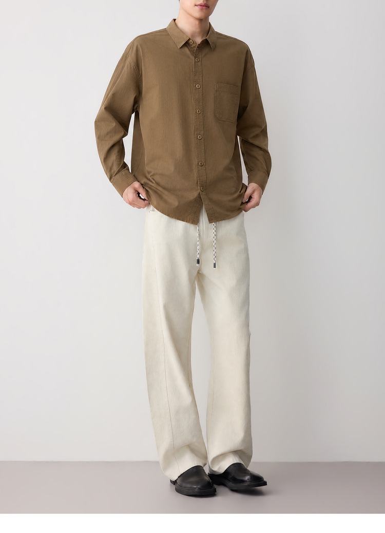 Áo sơ mi nam dài tay cotton trơn màu phong cách công sở — đen chi tiết 42