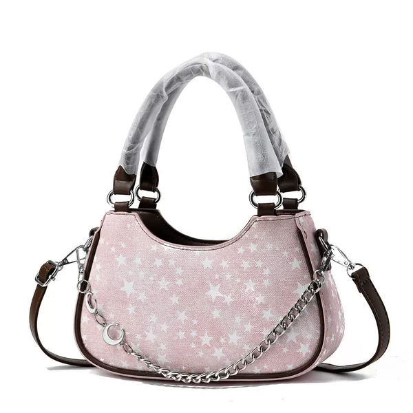 2026 New Star Print Crescent Underarm Bag for Women, Fashionable Chain Crossbody Bag, Unique Design Handbag