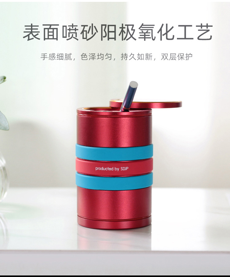 Aluminum Alloy Household Large Ashtray with Lid, Large Heightened High-End Enclosed Car Ashtray