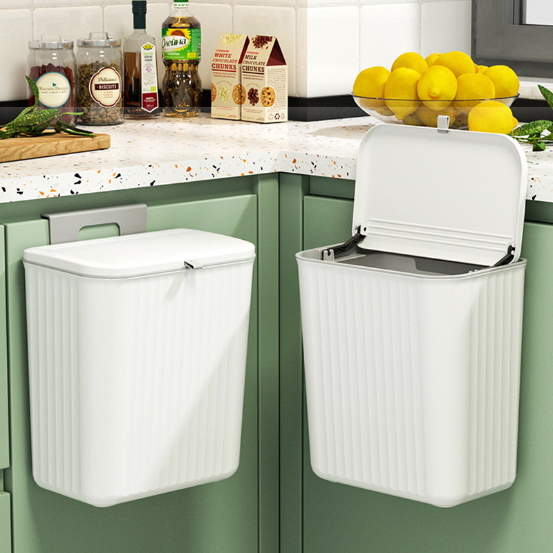 Kitchen Trash Bin Kitchen Disposal Storage Bucket Household Toilet Bathroom Large Capacity Sanitary Bucket Wall-mounted Sliding Cover Waste Bin