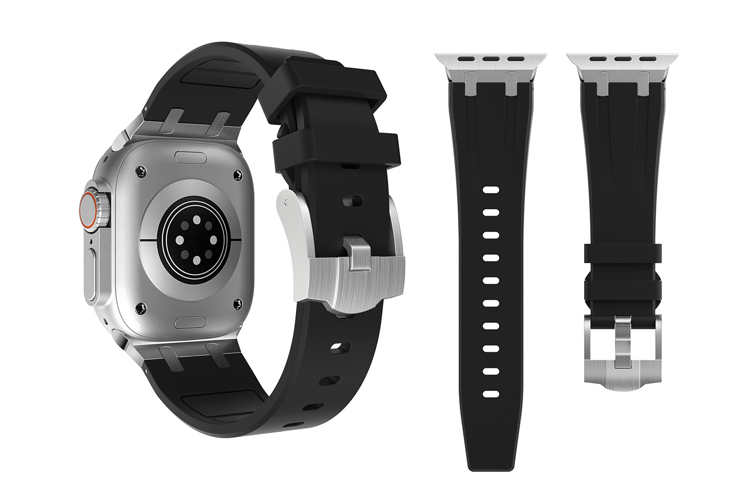 En stock para Apple Watch correa de silicona líquida cabeza de acero inoxidable Ultra Correa