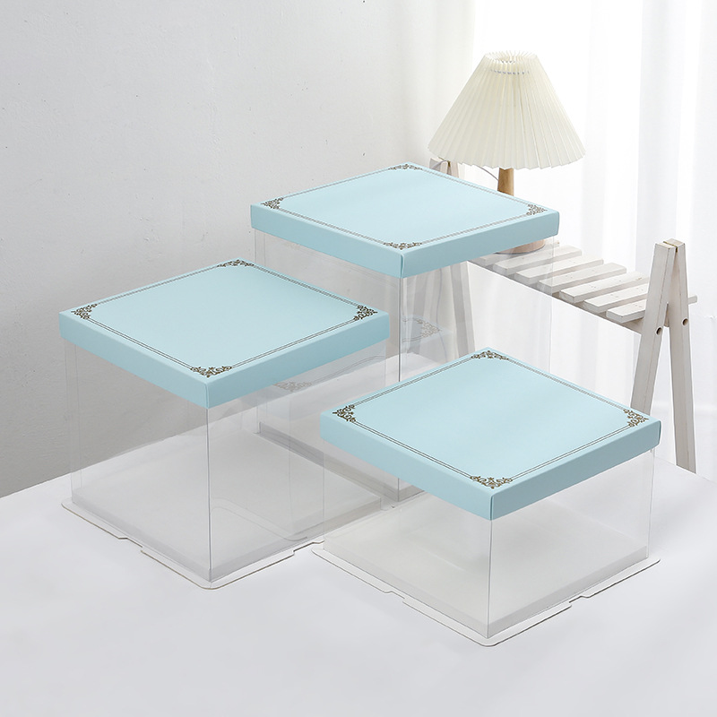 Caja transparente para pastel de cumpleaños de 4/6 pulgadas, 8 pulgadas, 10 pulgadas, 12 pulgadas, de una o dos capas, moderna y creativa, para empacar postres.