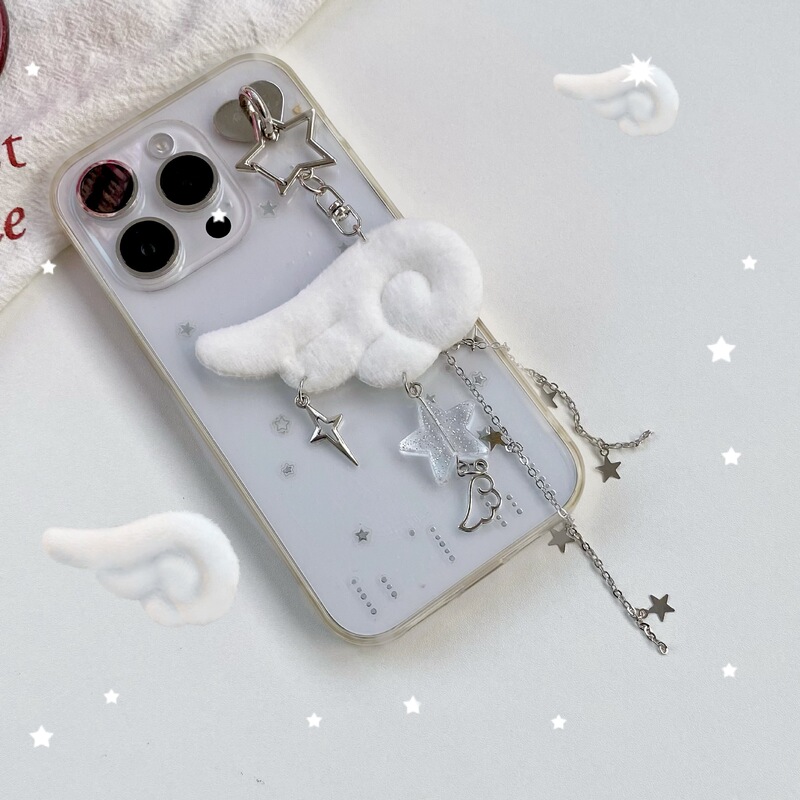 Fabric Star Chain Wings Retro Millennium Style Ancient Y2K Japanese Style Keychain Angel Wings Bag Pendant Ins