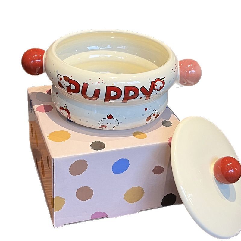 ご飯の碗のかわいいピン犬の食器insヨーグルトの碗の陶磁器の泡の碗のシリアルの果物のオート麦のデザートの碗の卸売り|undefined