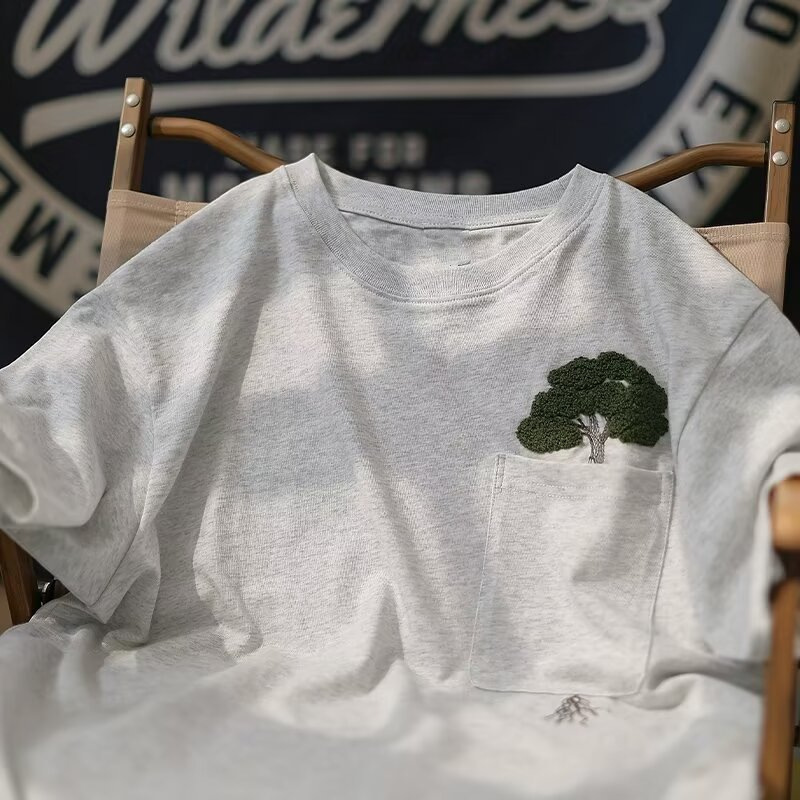 Summer Cotton Embroidered Short-sleeved T-shirt Men's 2025 Trendy Simple Niche Casual plus size Loose Couple's Half-sleeved T-shirt