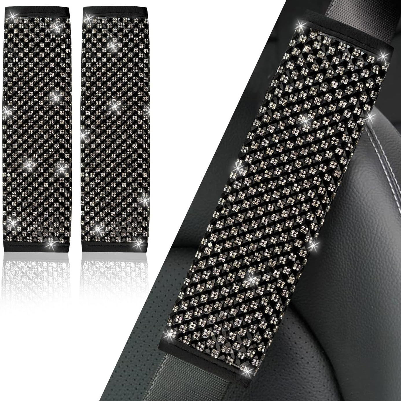 Car diamond steering wheel cover Amazon foreign trade car handle cover rhinestone with drill four seasons universal handle cover wholesale