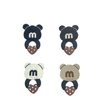 工厂现货滴塑组合标服装织标唛头熊卡通笑脸印唛领标布标小单D做