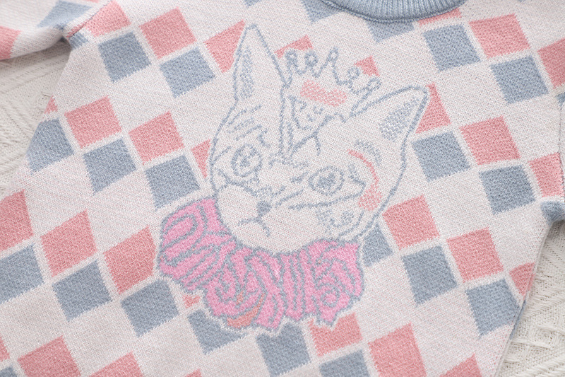 Children's Spring and Autumn New Cartoon Knitted Two piece Set Cardigan Girl Cute Tiger Head Sweater Skirt_voghion.com