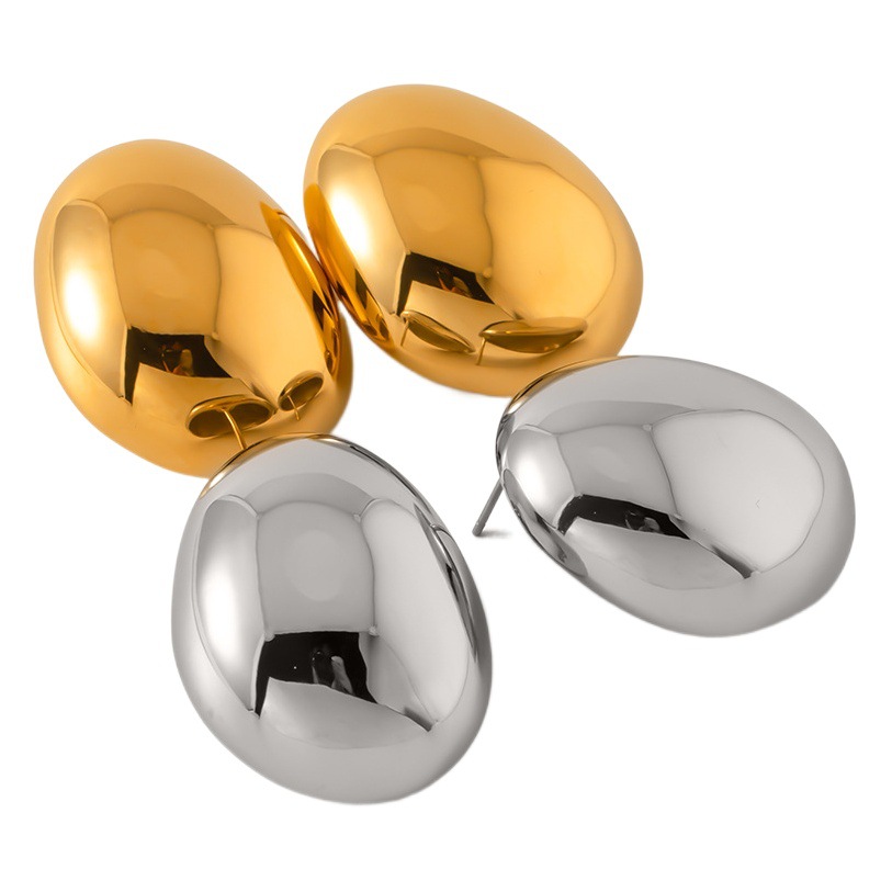 El acero inoxidable de los pendientes populares del nicho simple de la personalidad de la moda europea y americana plateó los pendientes en forma de haba redondos brillantes exagerados 18K para las mujeres