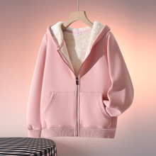 儿童棉服男童秋冬季亏本清仓女童加绒加厚保暖羊羔毛开衫连帽外套