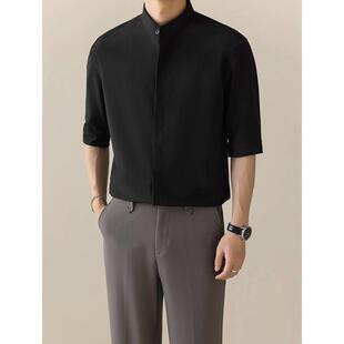 Summer trend shirt, thin trousers, Chinese style, high collar, full set 5