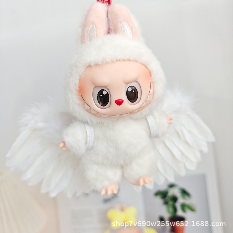Labubu 3 Labubu ベビードールキーホルダーマカロン服パーティービッグバタフライ人形人形アクセサリージュエリー|undefined