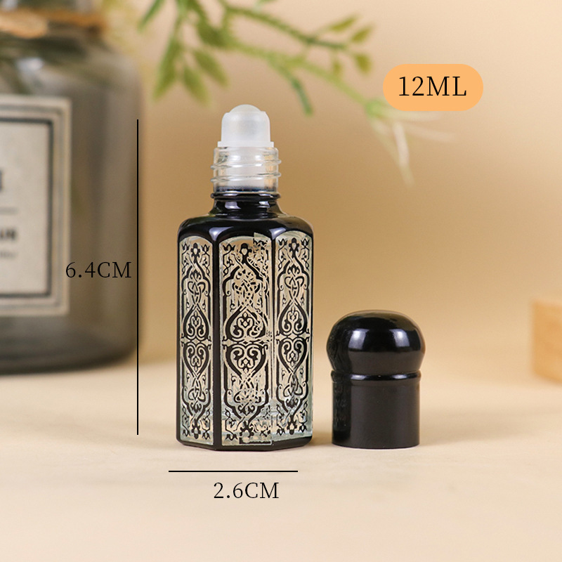 Z004-3ml6ml12ml エッセンシャルオイルローラーボールボトル ローラーボール空ボトル マッサージアプリケーションサンプルガラス 八角形|undefined