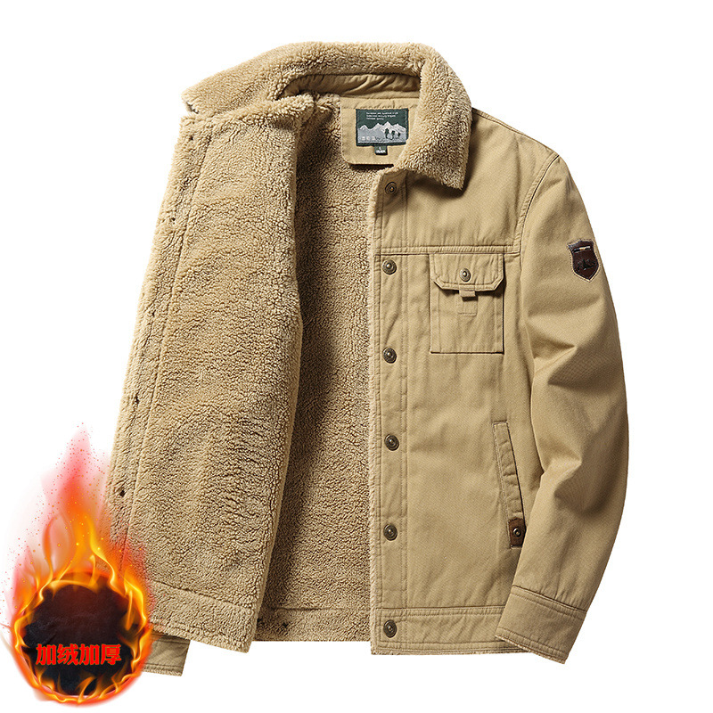 Chaqueta casual de otoño e invierno de hombres de mediana edad para papá de mediana edad y ancianos abrigo grueso de 40 años de edad 50 Top con forro polar