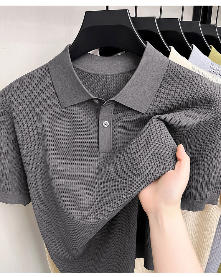 Men's High End Modal Breathable Cooling Collar Polo Shirt New Summer Short Sleeve Knitted T-Shirt Comfortable Fashion Top_viptrois.com