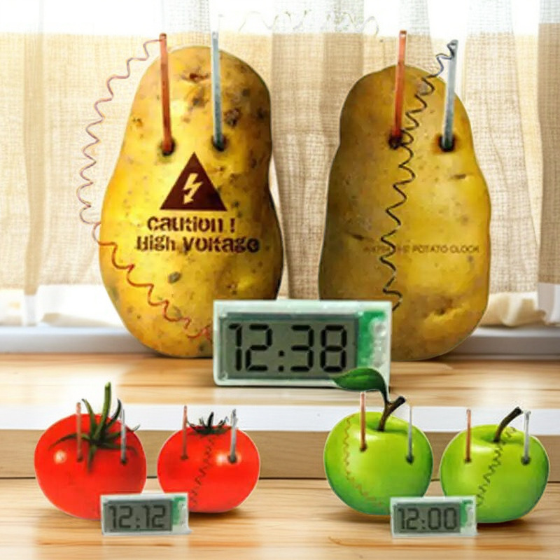 绿色供电土豆钟 发电能源数字时钟 发电闹钟创意科教实验玩具