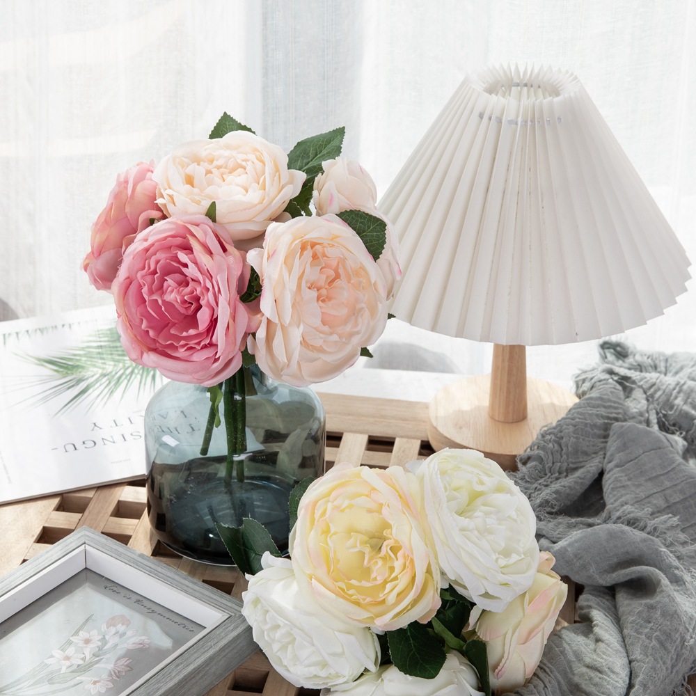 廠家出口批發 玫瑰花束外貿仿真花假花婚慶家庭裝飾品GF13941/5