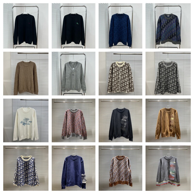Cross-border foreign trade CD letter embroidered classic logo crew neck sweater knitwear for men and women, jacquard high-end version trendy brand Cross-border foreign trade CD letter embroidered classic logo crew neck sweater knitwear for men and women, jacquard high-end version trendy brand
