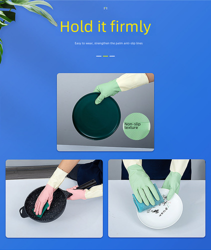 Factory Kitchen Silicone Dishwashing Rubber Household Housework Rubber Thickened Rubber Gloves 