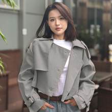 短款风衣外套女小个子2025秋季巴恩风韩系复古领设计感单排扣宽松