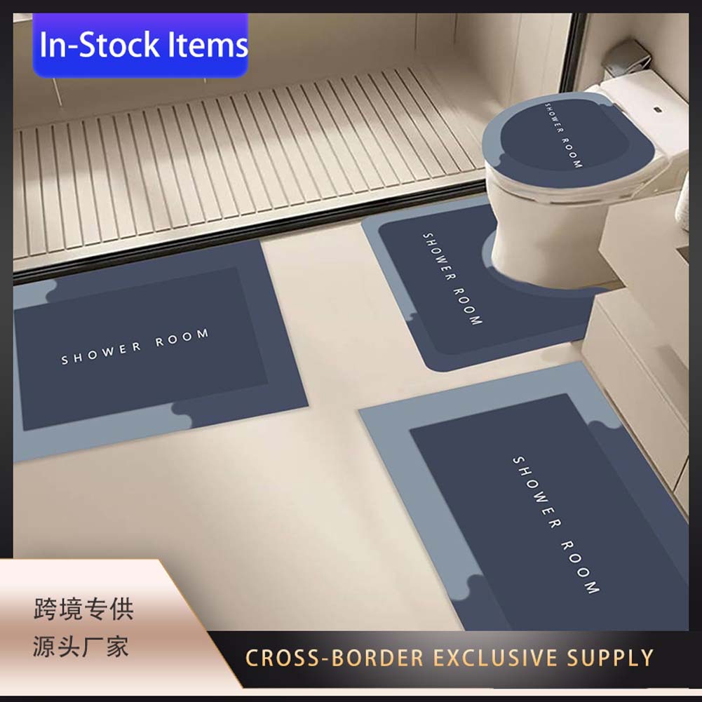 Bathroom Floor Mat Diatomaceous Earth Household Bathroom Entrance Quick-Drying Mat Stain-Resistant Floor Mat Soft Mat Toilet Four-Piece Set Wholesale