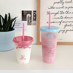 オリジナル夏プラスチックストローカップ女子学生大容量家庭用旅行水飲みカップミルクティーカップコーヒー冷たい飲み物カップ