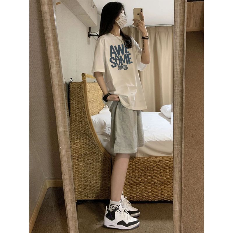 American Style Retro Grey Casual Five-point Sports Shorts Women's Fashionable Summer Loose All-match Casual Niche Shorts for Women