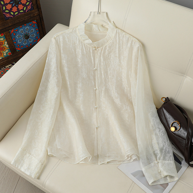 New breathable shirt, loose and stylish, with a Chinese-inspired design, long sleeves, suitable for spring and summer, thin fabric, floral collar, 2026 shirt New breathable shirt, loose and stylish, with a Chinese-inspired design, long sleeves, suitable for spring and summer, thin fabric, floral collar, 2026 shirt