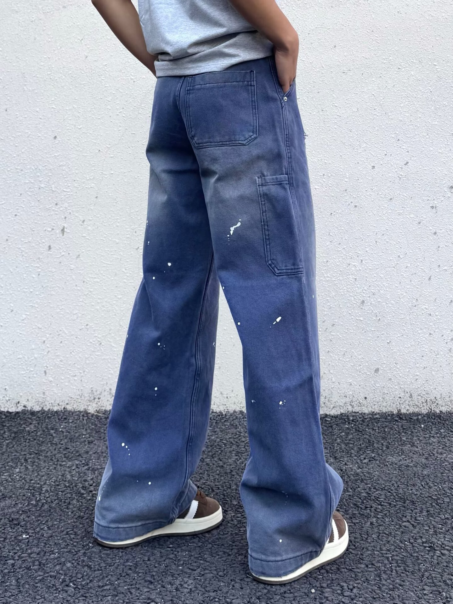 Vintage Washed Distressed Jeans For Men Relaxed Straight Fit_voghion.com