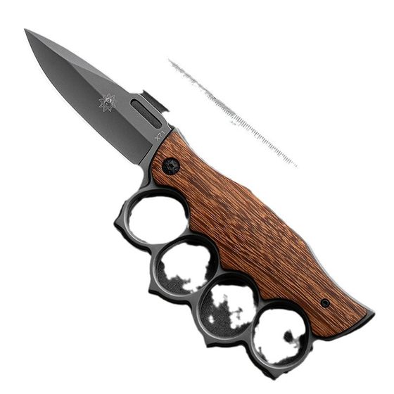 Outdoor self-defense saber folding knuckles knife tiger finger multi-function car window breaker buckle four finger hand support knife