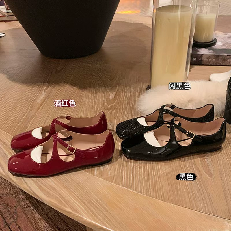 N2-1 Су Иньин Квадратные скрещенные пряжки с плоским дном мари туфли женская банкетная обувь свадебная обувь