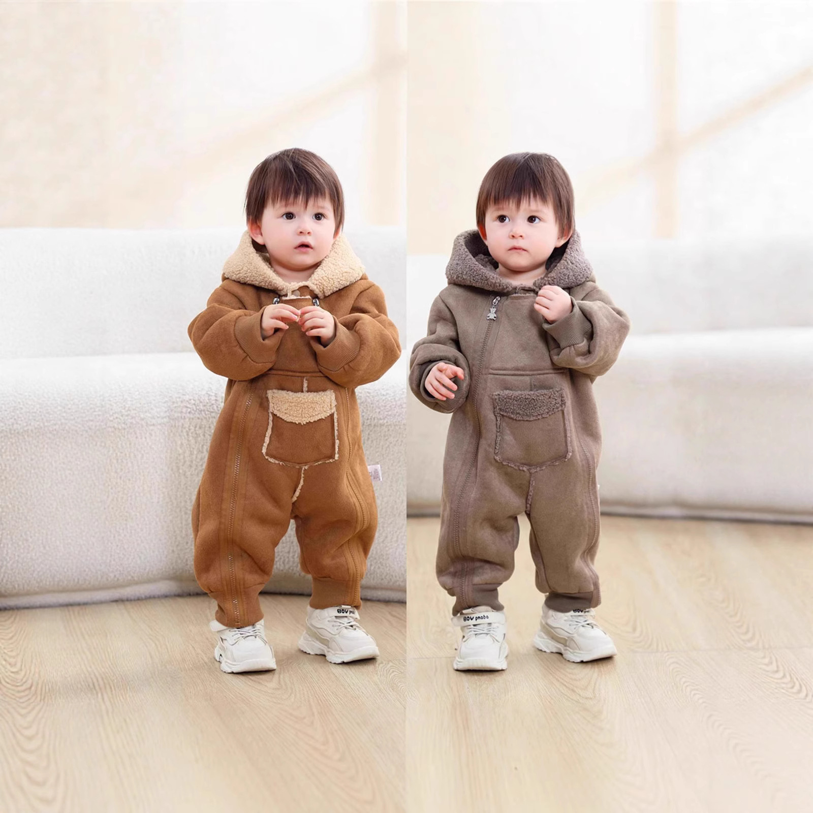 Children's Clothing New Style Baby Jumpsuit Autumn and Winter Warm Crawling Clothes for Toddlers 0-2 Years Old Boys and Girls Outdoor Clothes Romper