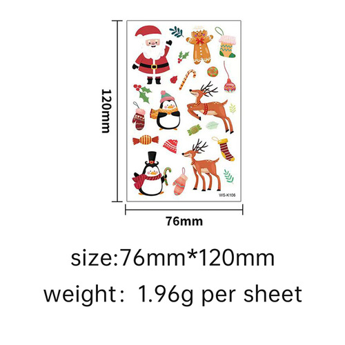 Cross-border best-selling new cartoon children's Christmas tattoo sticker holiday party atmosphere eco-friendly reindeer tattoo sticker